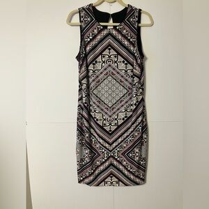 White House Black Market Black and White Geometric Mini Dress